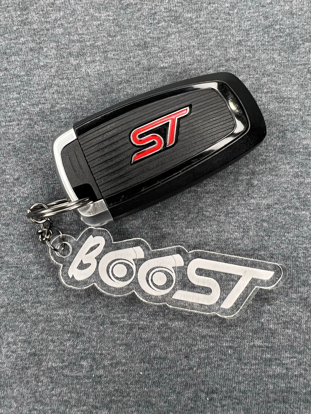 Acrylic engraved booST keychain