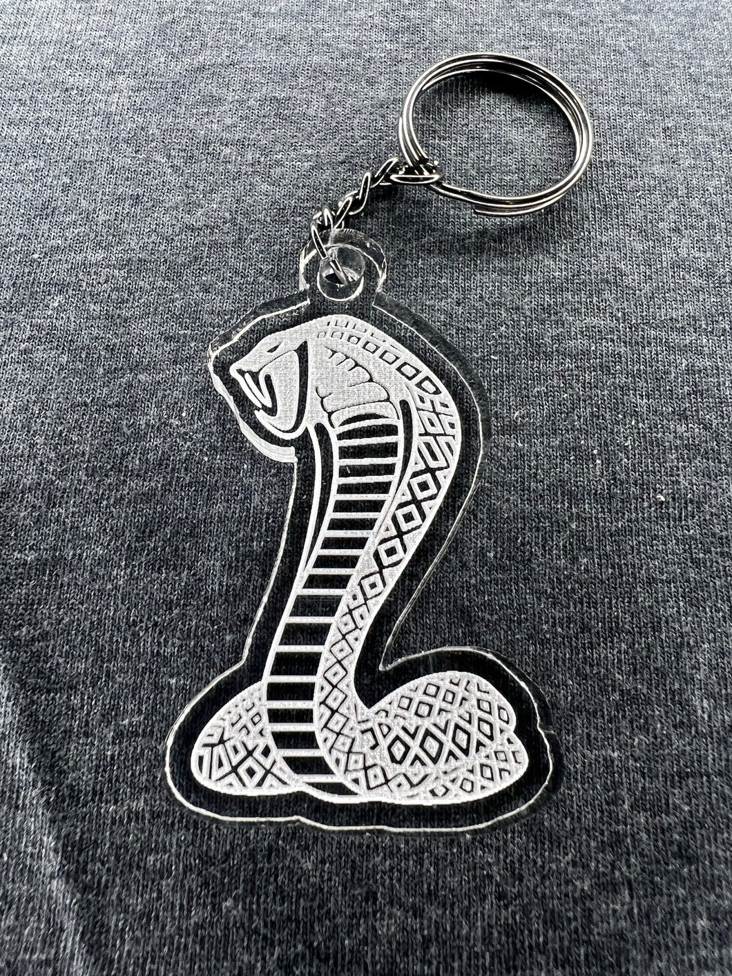 Cobra laser engraved keychain